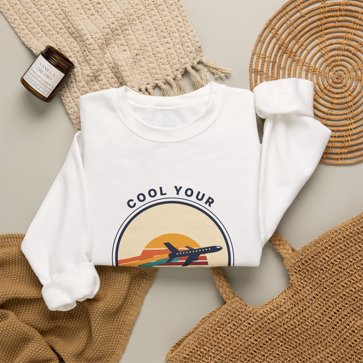 Jets Vintage Airplane Crewneck Sweatshirt – "Cool Your Jets" Retro Aviation Tee