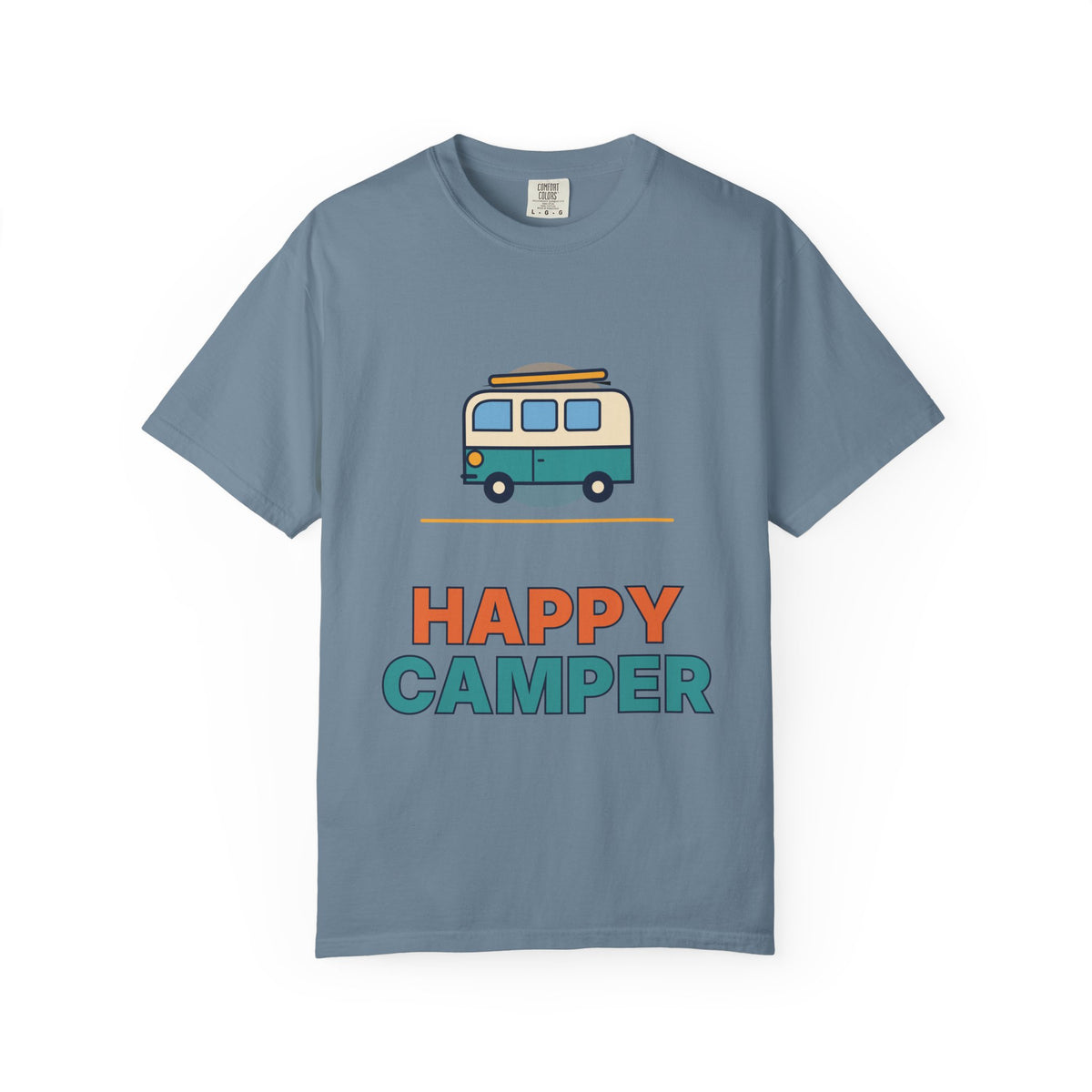 Happy Camper T-Shirt — Retro Campervan Graphic Tee for RV & Camping Lovers