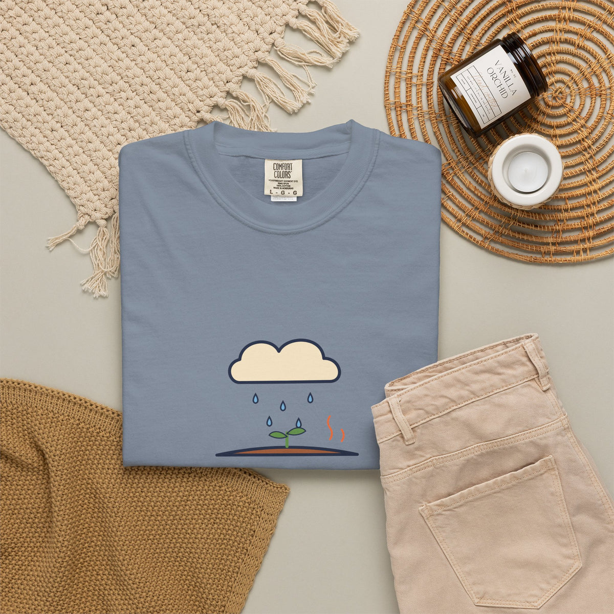 Petrichor Graphic T-Shirt — 'Petrichor: the smell of rain on dry earth' Retro Rain Design