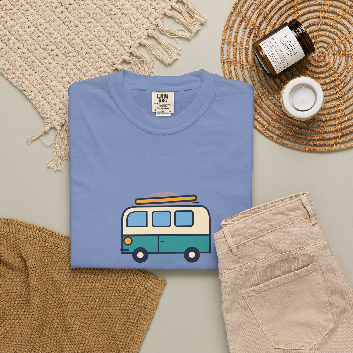 Happy Camper T-Shirt — Retro Campervan Graphic Tee for RV & Camping Lovers