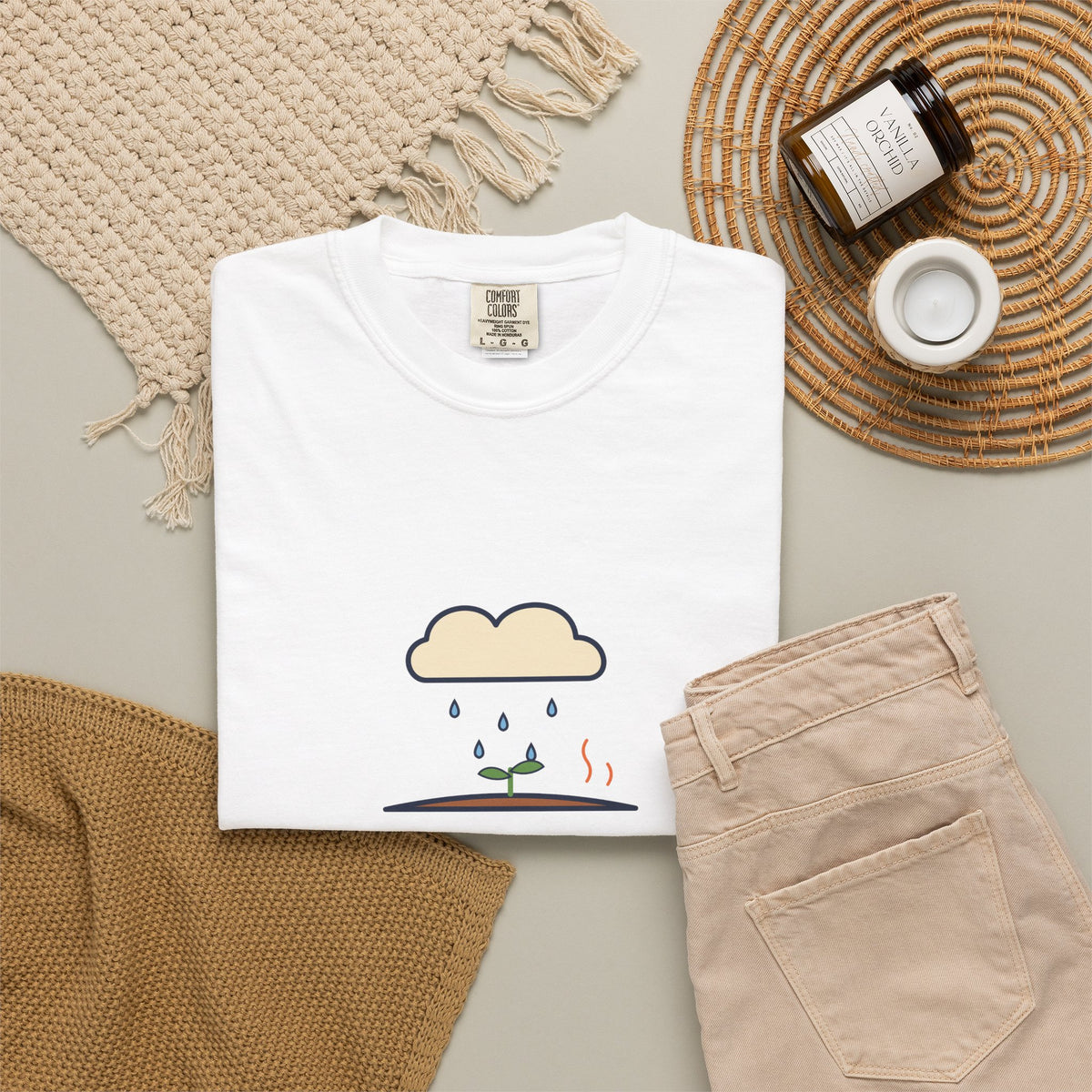Petrichor Graphic T-Shirt — 'Petrichor: the smell of rain on dry earth' Retro Rain Design