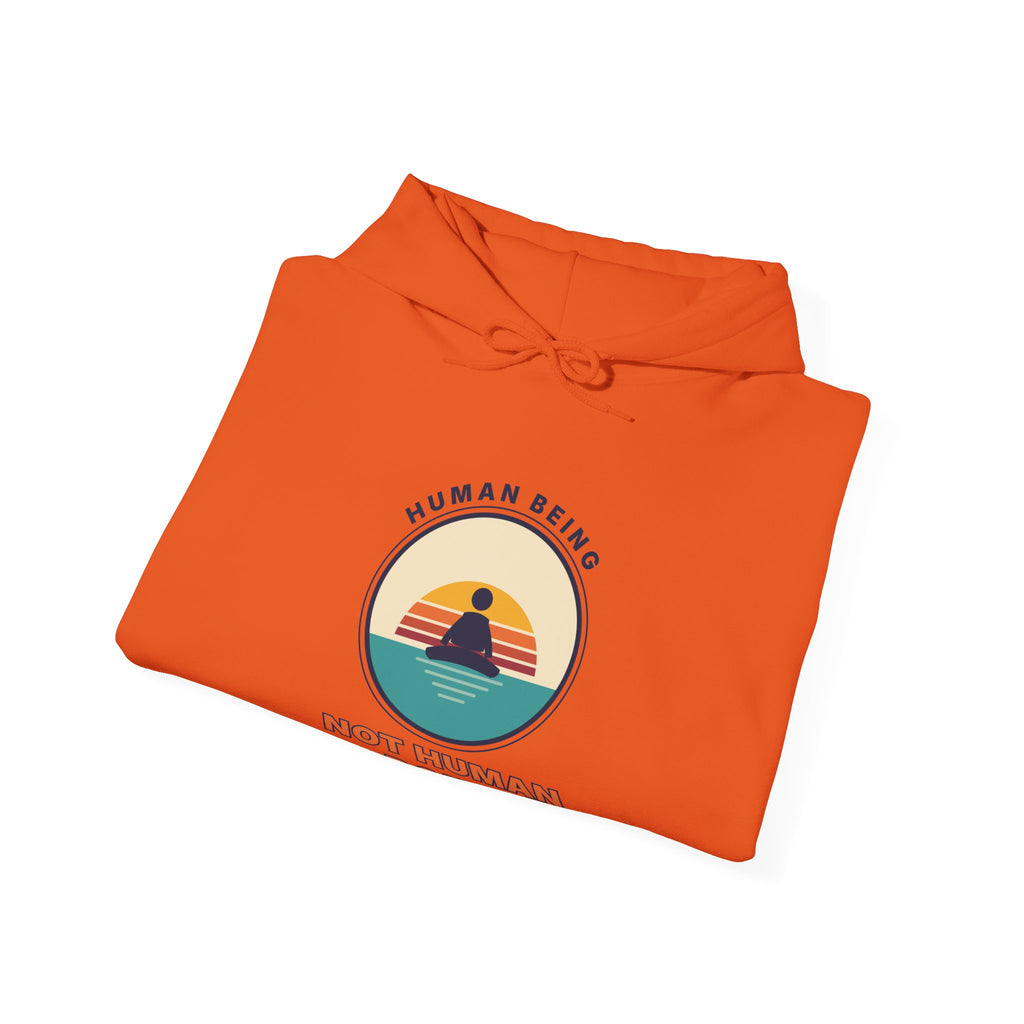 Hoodie — "Human Being, Not Human Doing" Retro Sunset Graphic