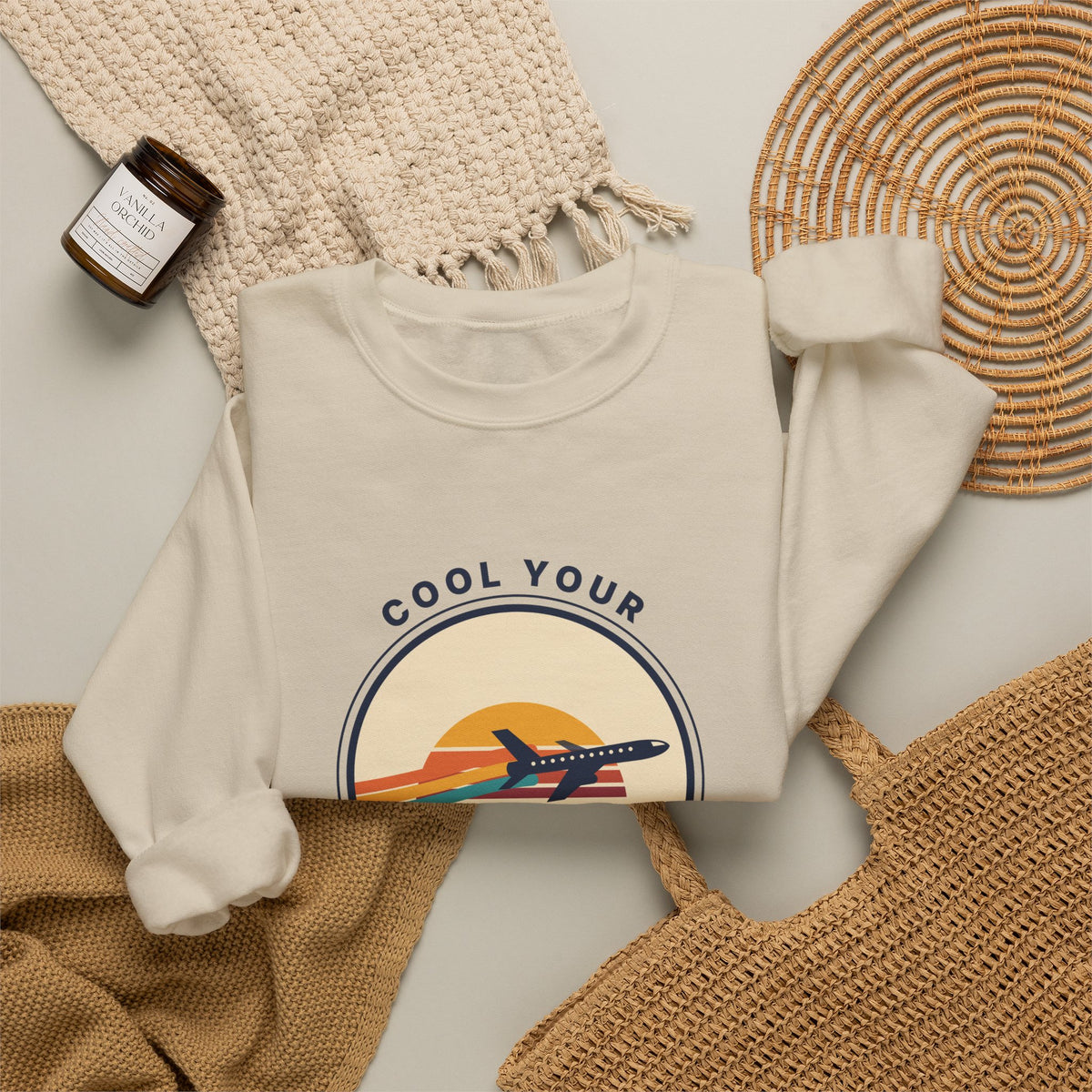 Jets Vintage Airplane Crewneck Sweatshirt – "Cool Your Jets" Retro Aviation Tee