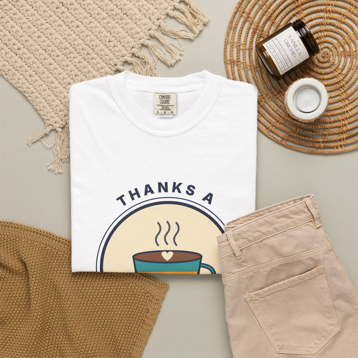 Thanks a Latte Coffee Lover Graphic T-Shirt