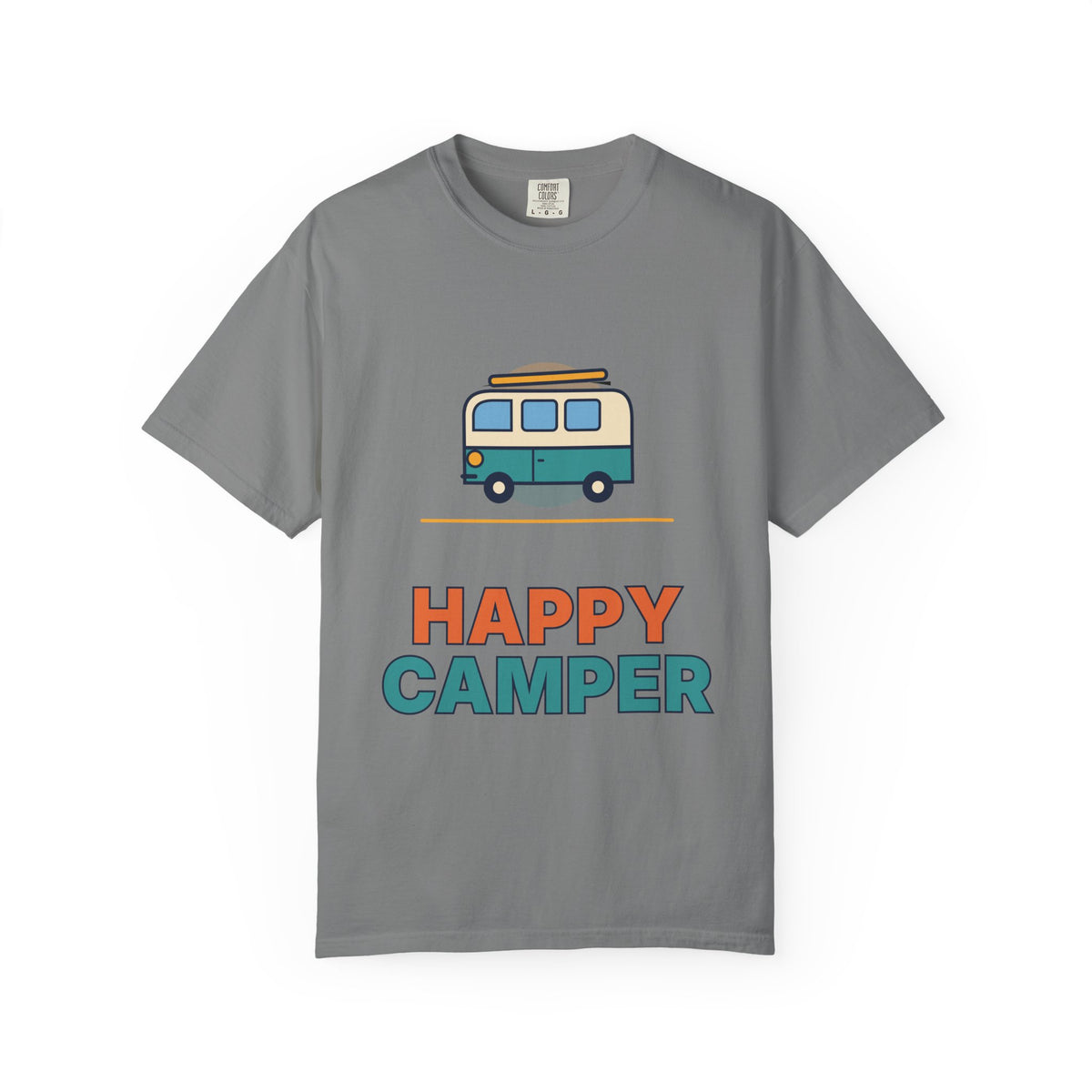 Happy Camper T-Shirt — Retro Campervan Graphic Tee for RV & Camping Lovers