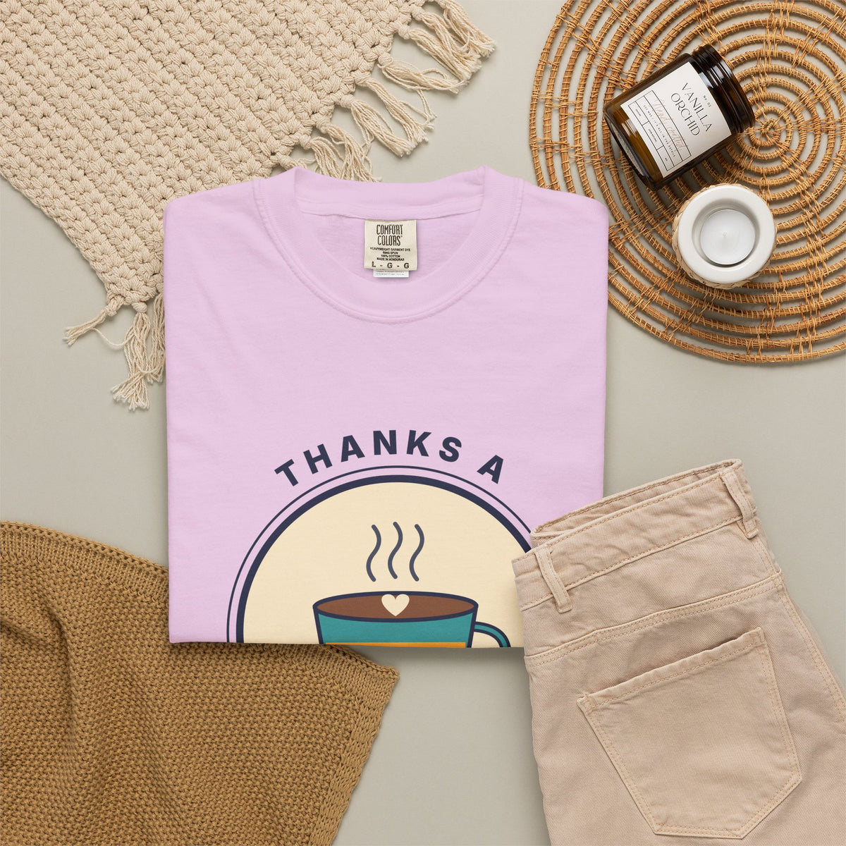 Thanks a Latte Coffee Lover Graphic T-Shirt