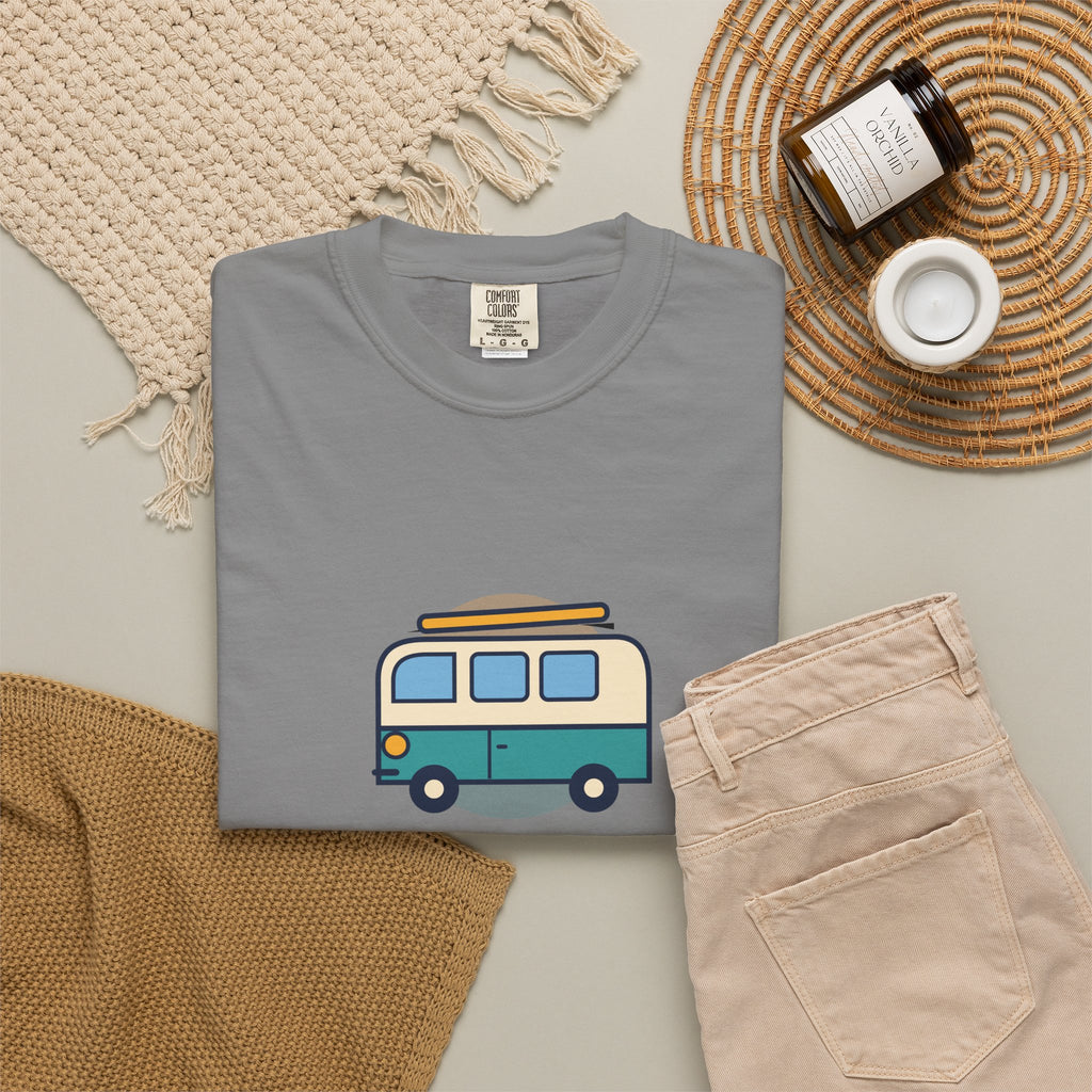 Happy Camper T-Shirt — Retro Campervan Graphic Tee for RV & Camping Lovers