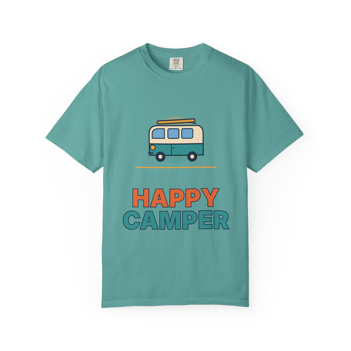 Happy Camper T-Shirt — Retro Campervan Graphic Tee for RV & Camping Lovers