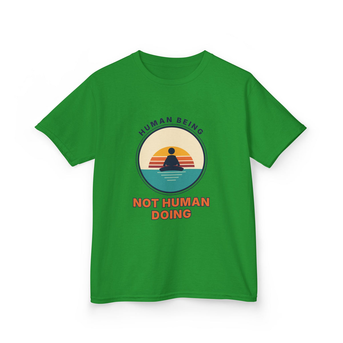 Kids T‑Shirt — "Human Being, Not Human Doing" Retro Sunset Tee