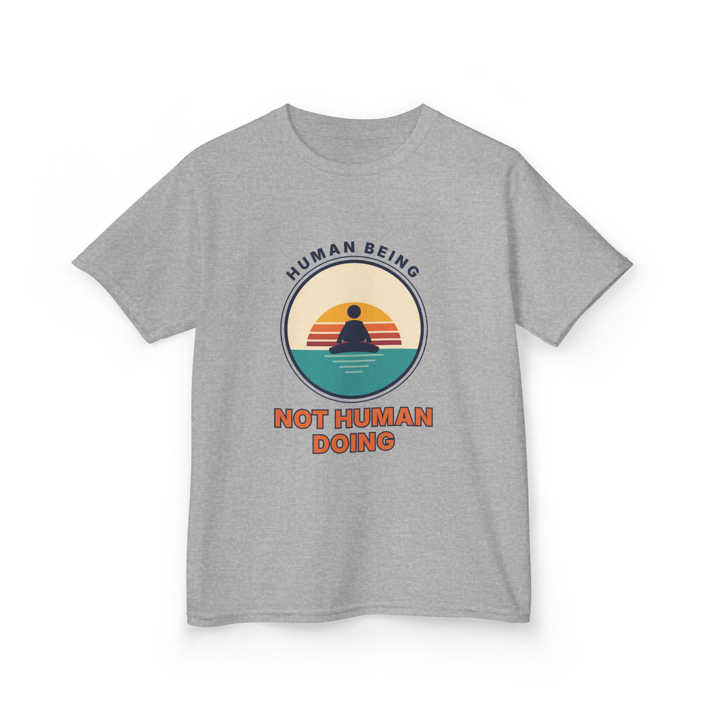 Kids T‑Shirt — "Human Being, Not Human Doing" Retro Sunset Tee