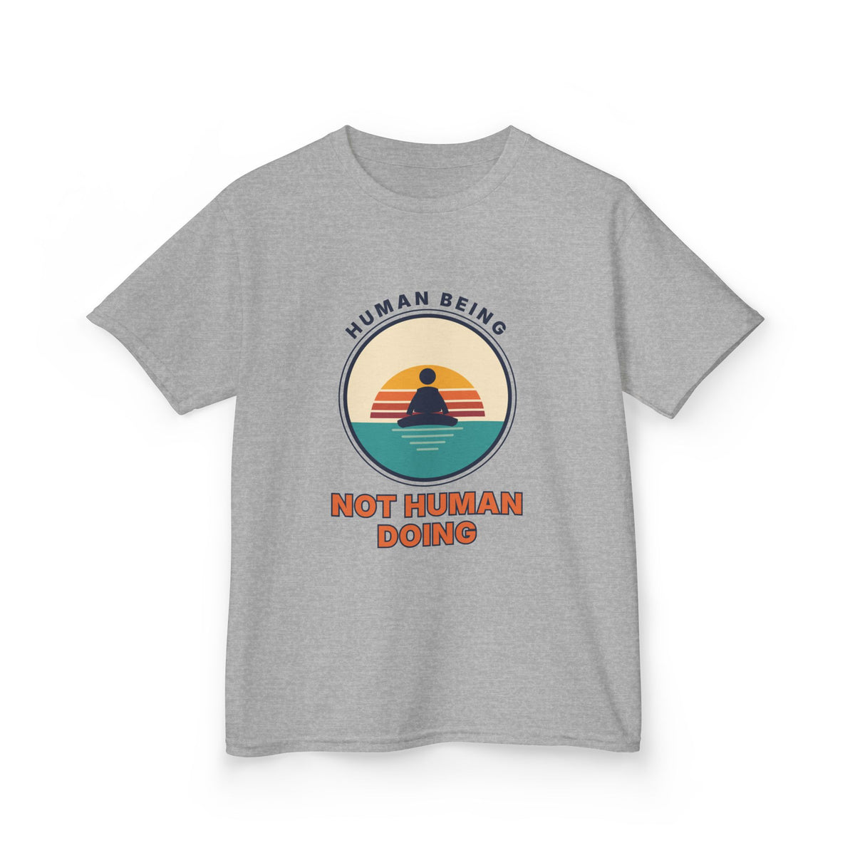Kids T‑Shirt — "Human Being, Not Human Doing" Retro Sunset Tee