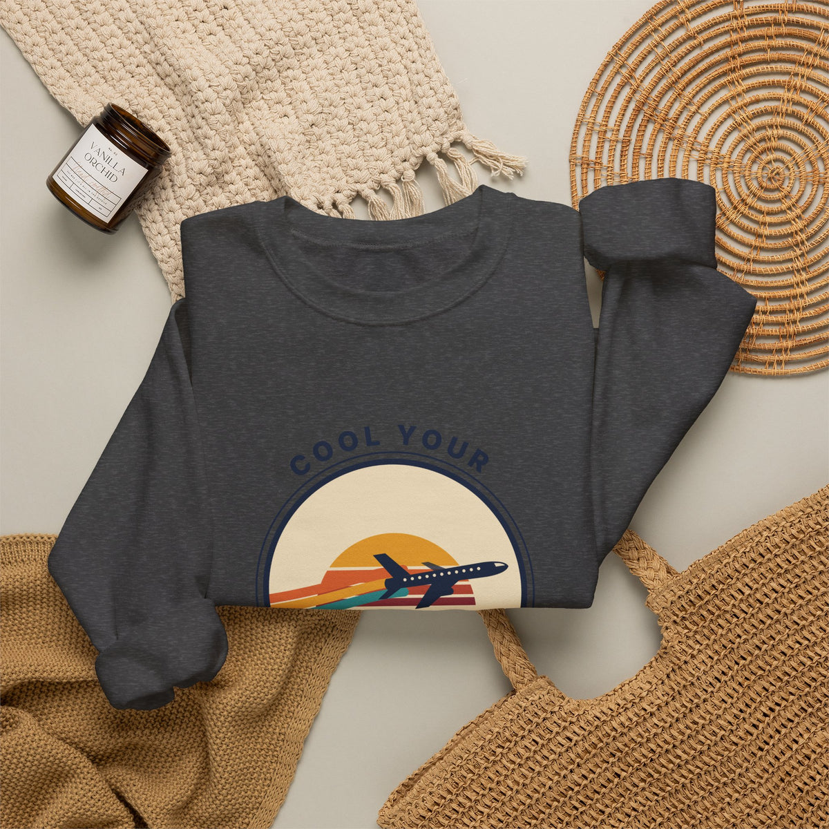 Jets Vintage Airplane Crewneck Sweatshirt – "Cool Your Jets" Retro Aviation Tee