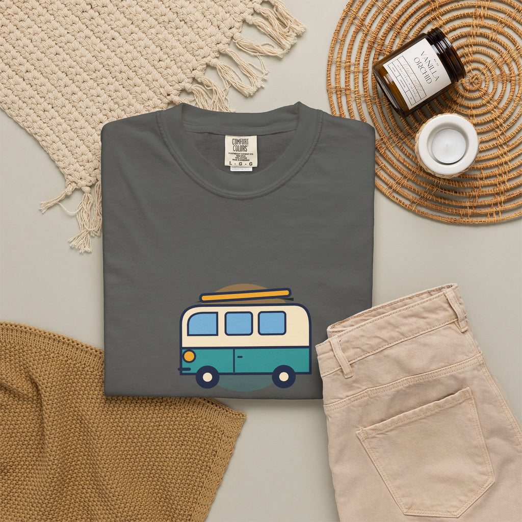 Happy Camper T-Shirt — Retro Campervan Graphic Tee for RV & Camping Lovers
