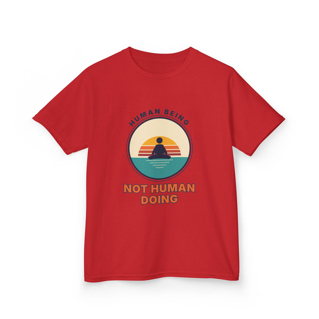 Kids T‑Shirt — "Human Being, Not Human Doing" Retro Sunset Tee