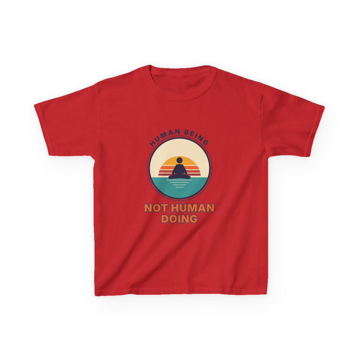 Kids T‑Shirt — "Human Being, Not Human Doing" Retro Sunset Tee