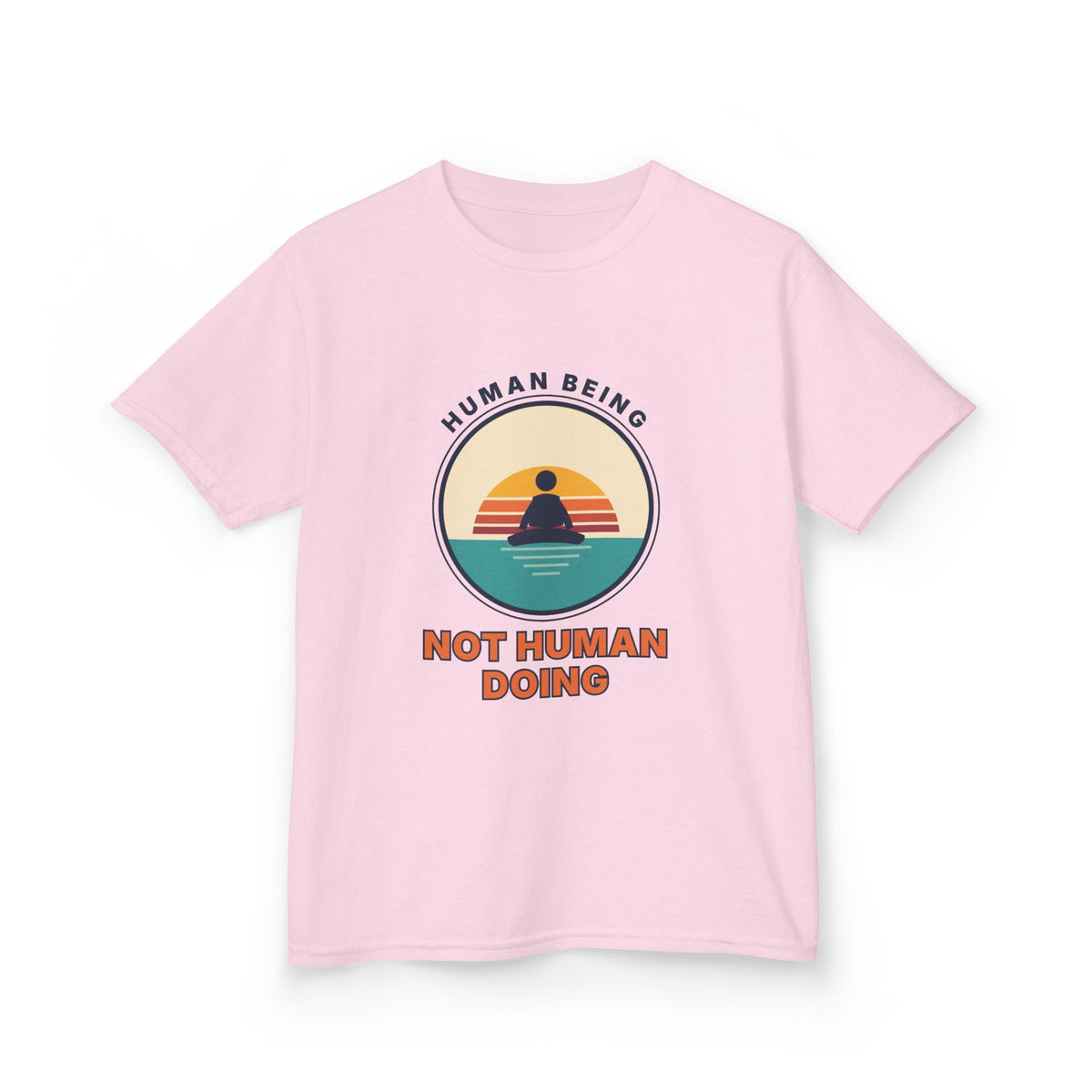 Kids T‑Shirt — "Human Being, Not Human Doing" Retro Sunset Tee
