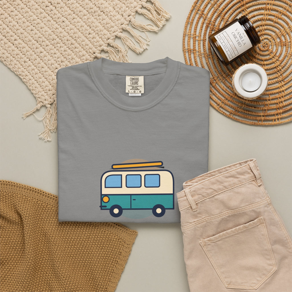 Happy Camper T-Shirt — Retro Campervan Graphic Tee for RV & Camping Lovers