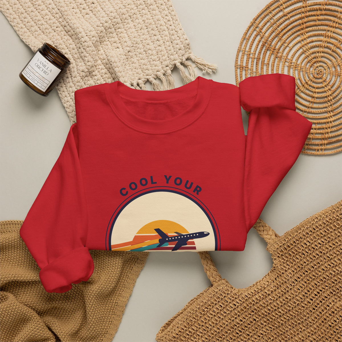 Jets Vintage Airplane Crewneck Sweatshirt – "Cool Your Jets" Retro Aviation Tee