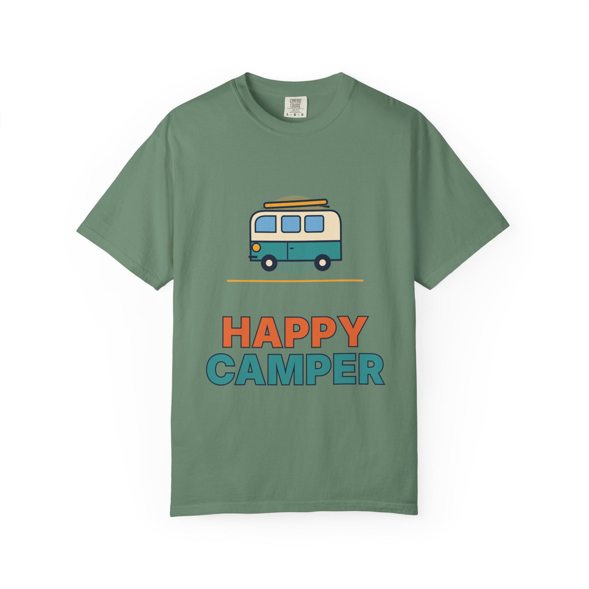 Happy Camper T-Shirt — Retro Campervan Graphic Tee for RV & Camping Lovers