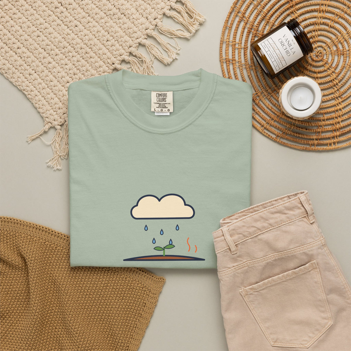 Petrichor Graphic T-Shirt — 'Petrichor: the smell of rain on dry earth' Retro Rain Design