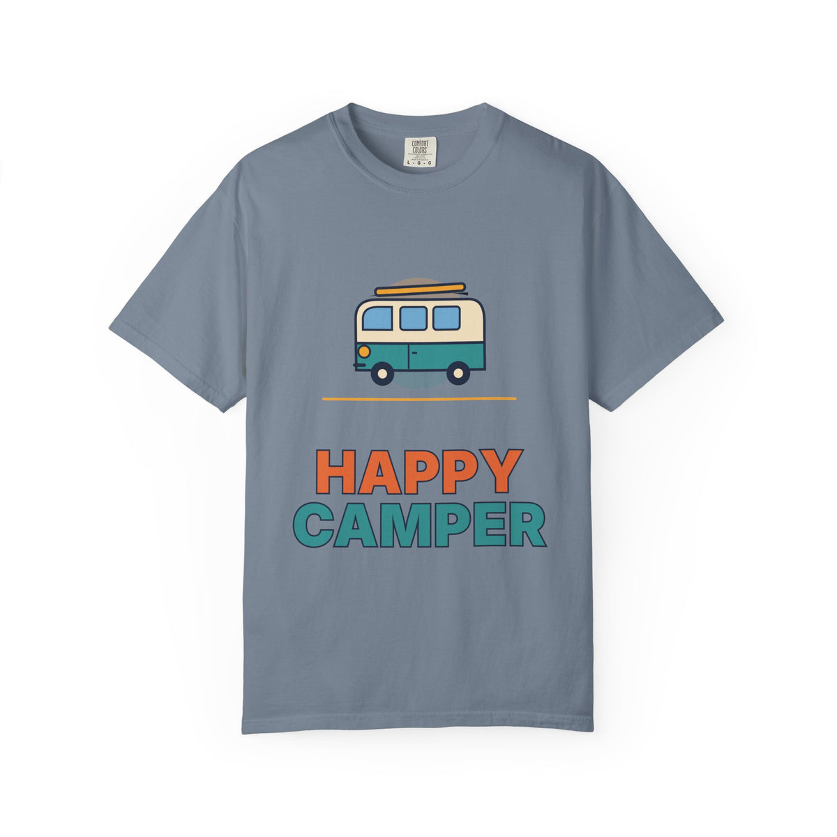 Happy Camper T-Shirt — Retro Campervan Graphic Tee for RV & Camping Lovers