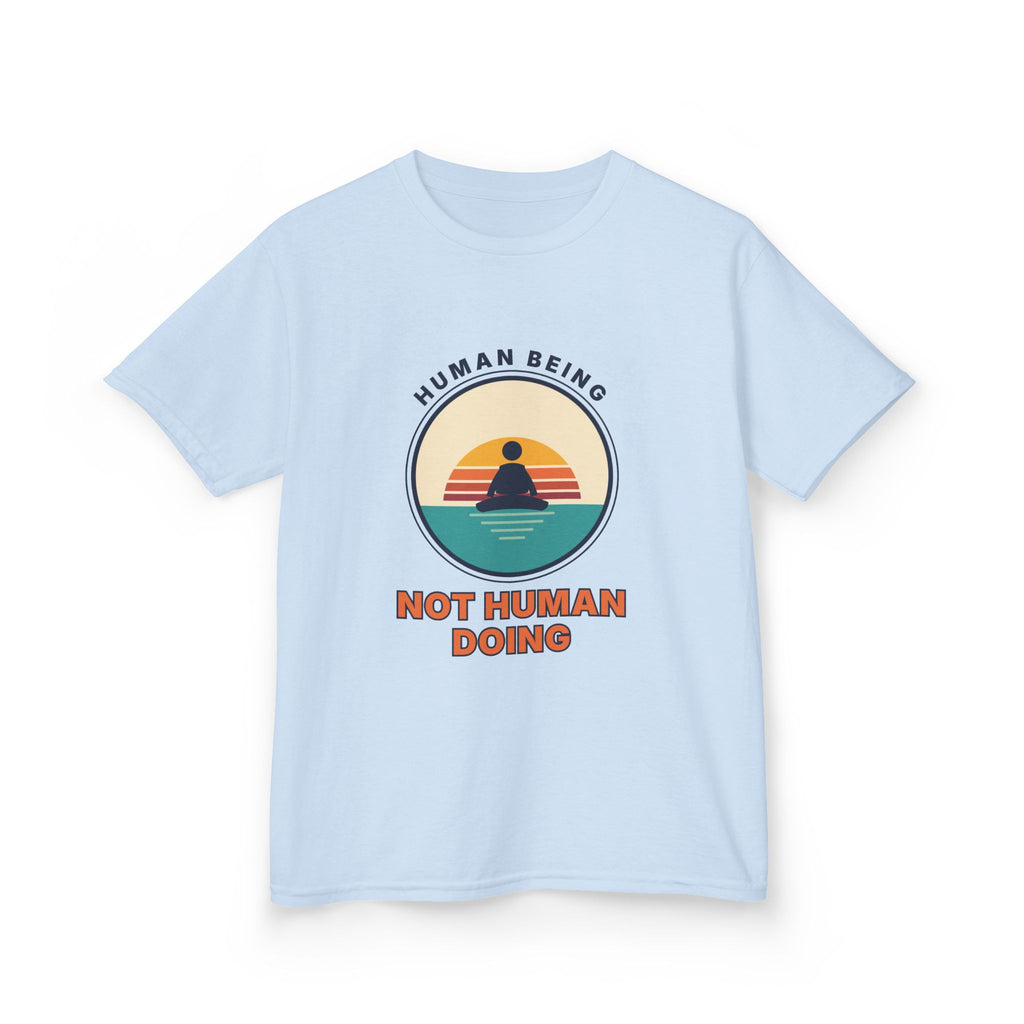 Kids T‑Shirt — "Human Being, Not Human Doing" Retro Sunset Tee