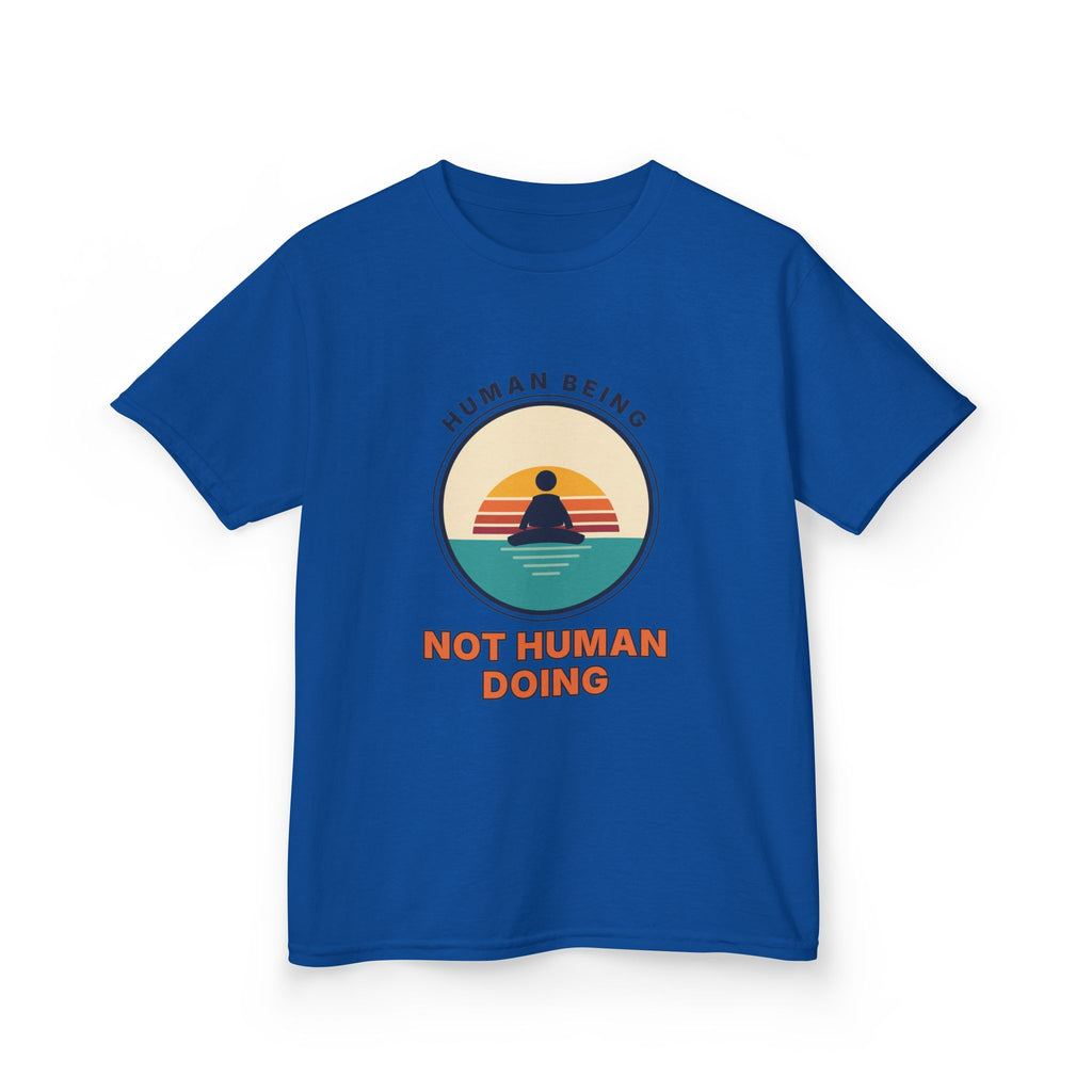 Kids T‑Shirt — "Human Being, Not Human Doing" Retro Sunset Tee
