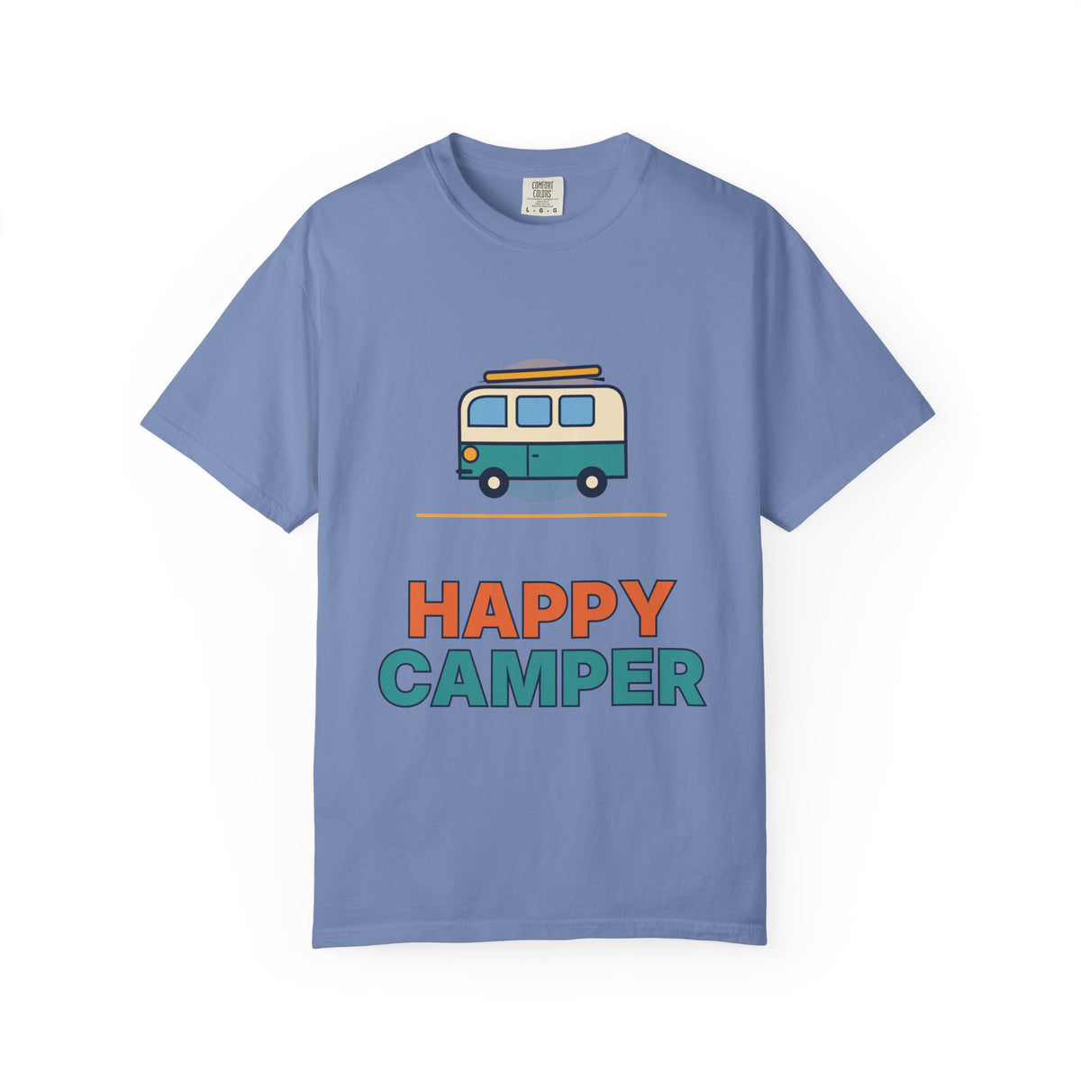 Happy Camper T-Shirt — Retro Campervan Graphic Tee for RV & Camping Lovers