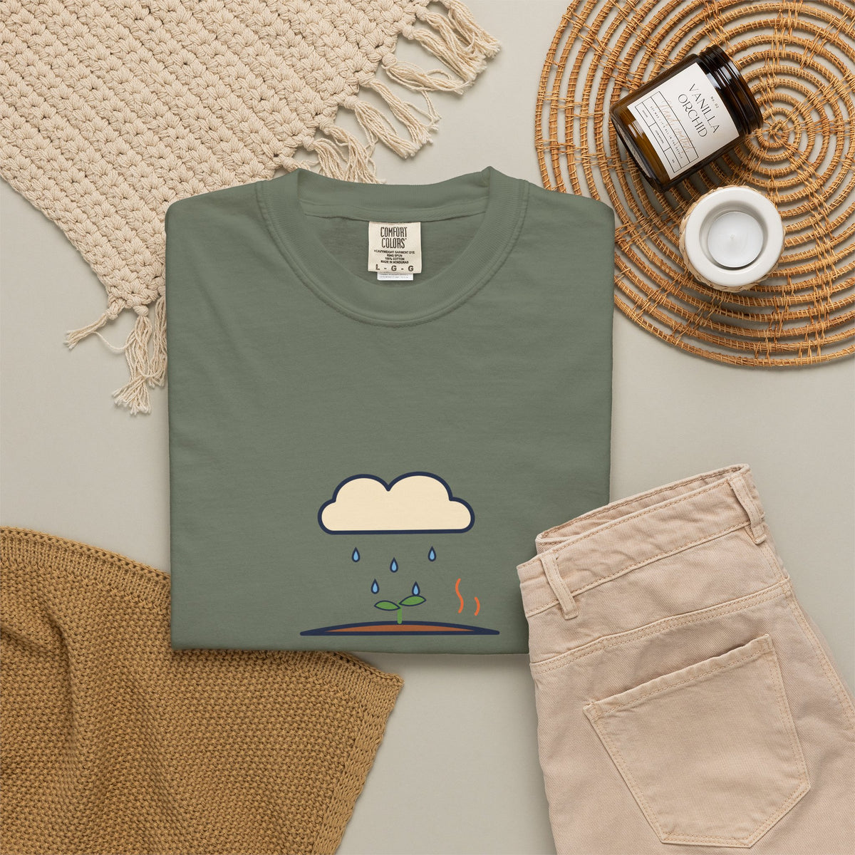 Petrichor Graphic T-Shirt — 'Petrichor: the smell of rain on dry earth' Retro Rain Design