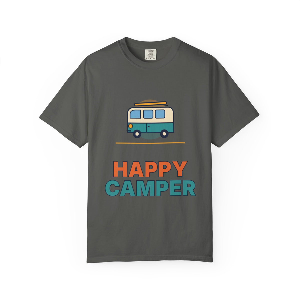 Happy Camper T-Shirt — Retro Campervan Graphic Tee for RV & Camping Lovers