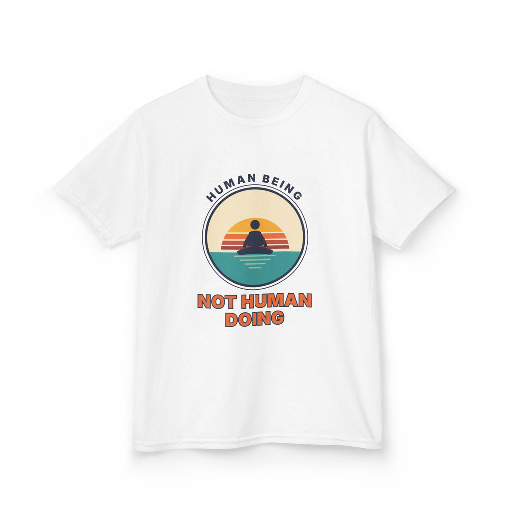 Kids T‑Shirt — "Human Being, Not Human Doing" Retro Sunset Tee