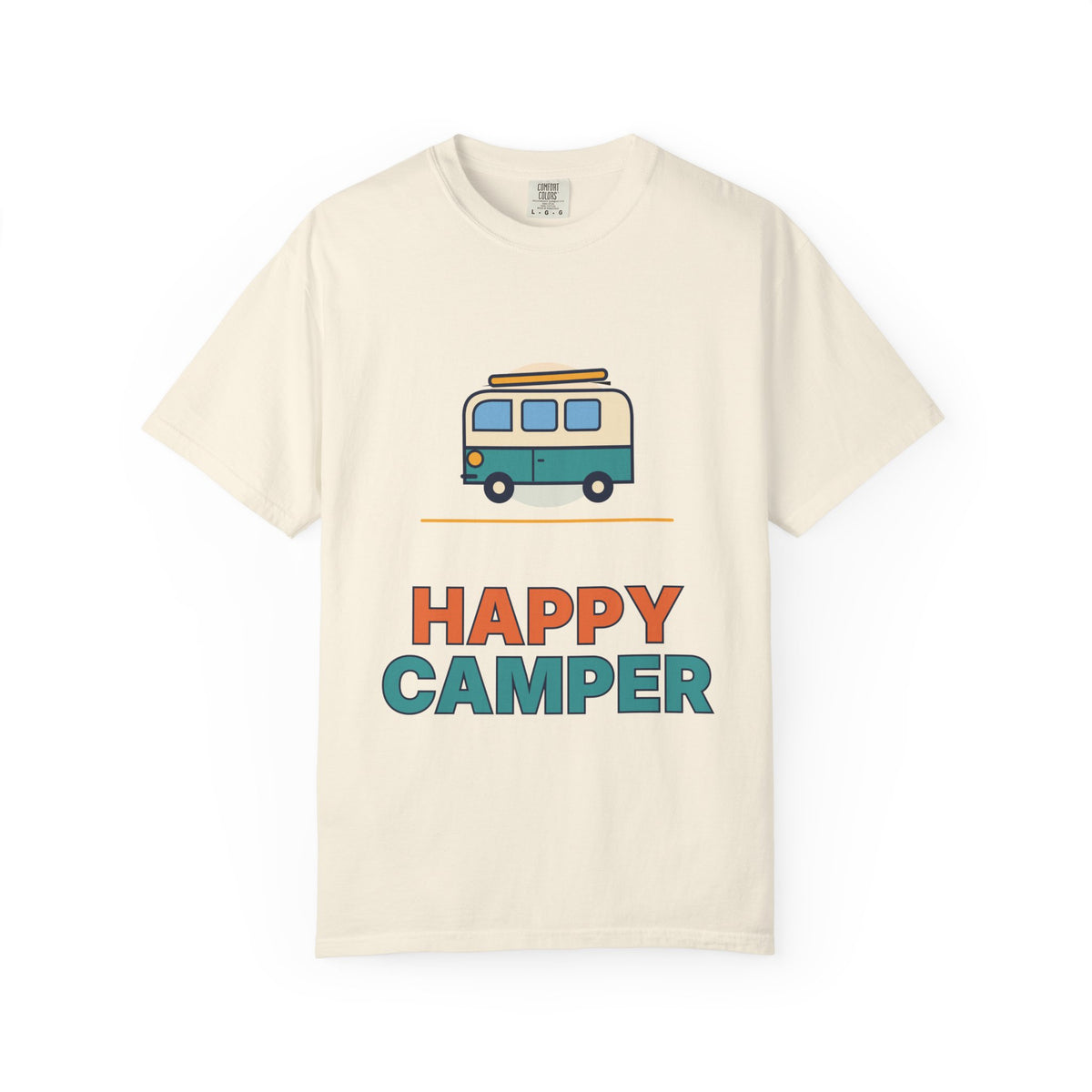 Happy Camper T-Shirt — Retro Campervan Graphic Tee for RV & Camping Lovers