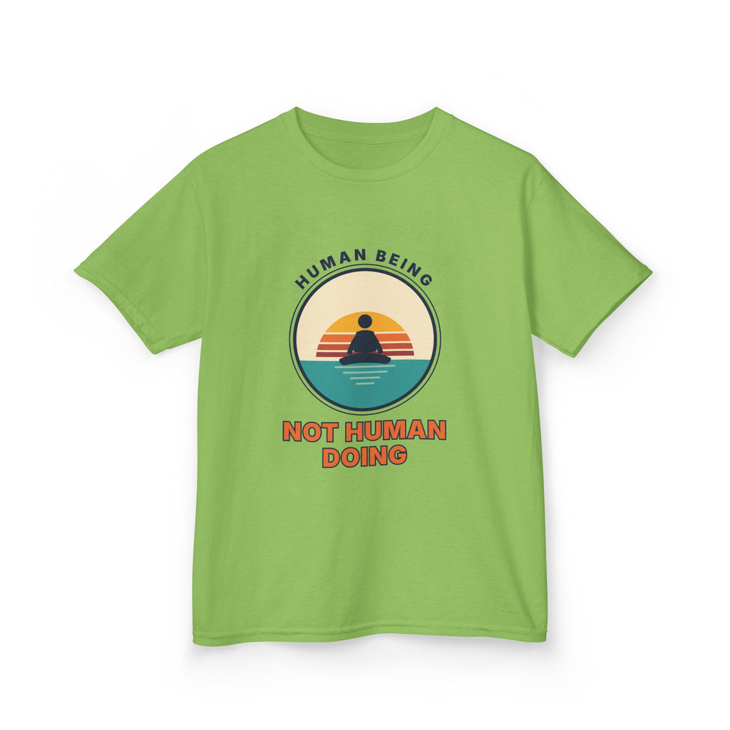 Kids T‑Shirt — "Human Being, Not Human Doing" Retro Sunset Tee