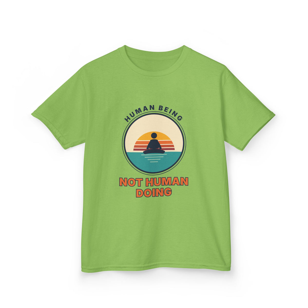 Kids T‑Shirt — "Human Being, Not Human Doing" Retro Sunset Tee