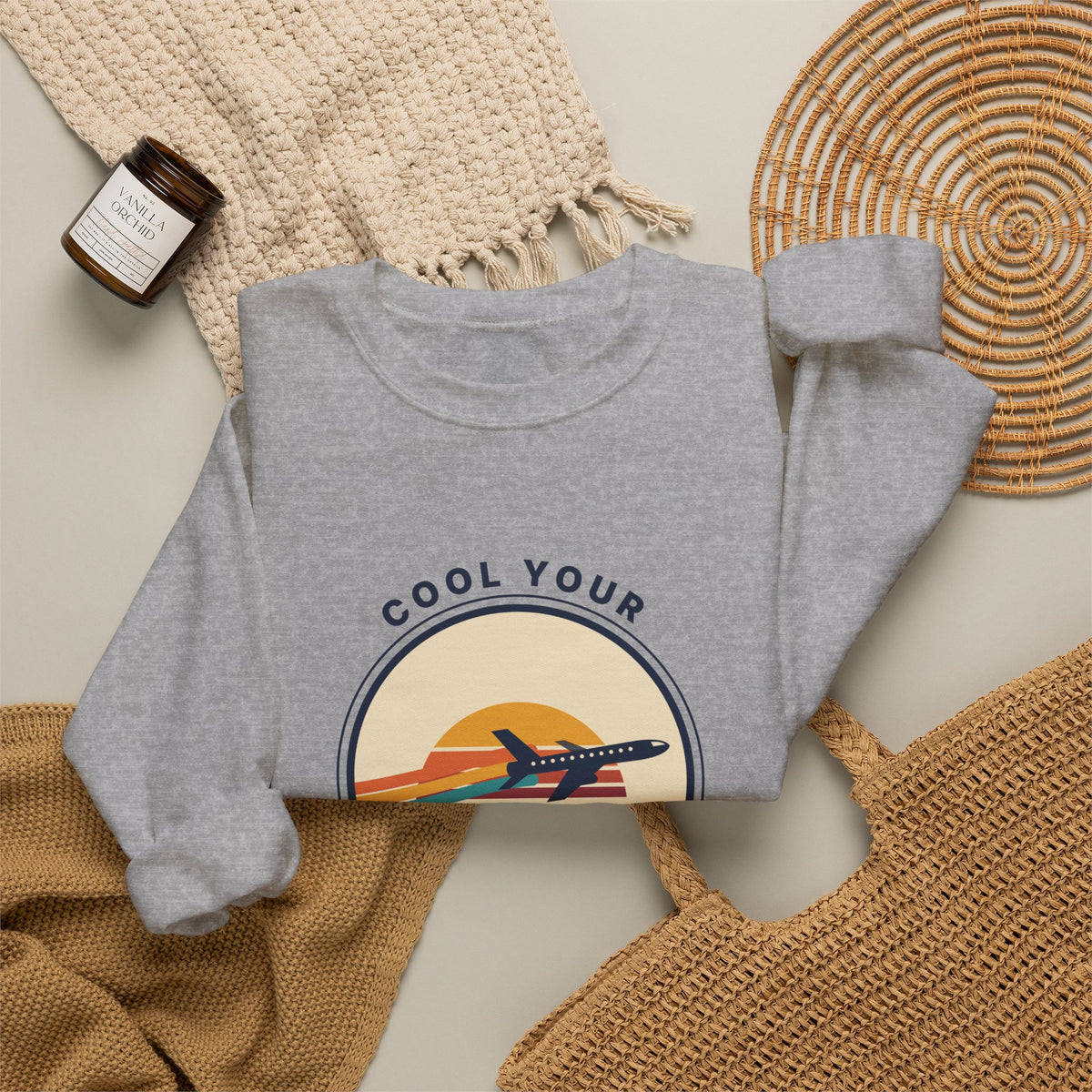 Jets Vintage Airplane Crewneck Sweatshirt – "Cool Your Jets" Retro Aviation Tee