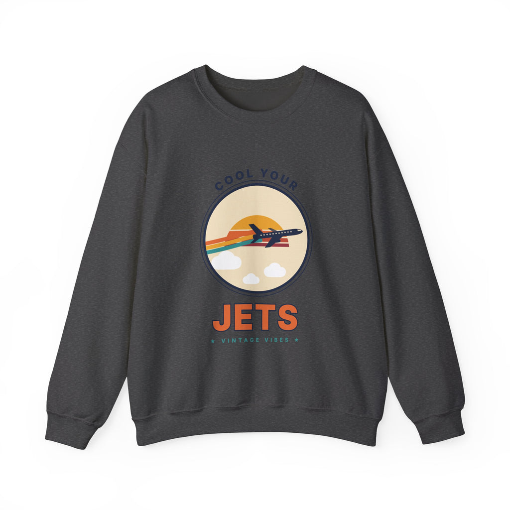 Jets Vintage Airplane Crewneck Sweatshirt – "Cool Your Jets" Retro Aviation Tee