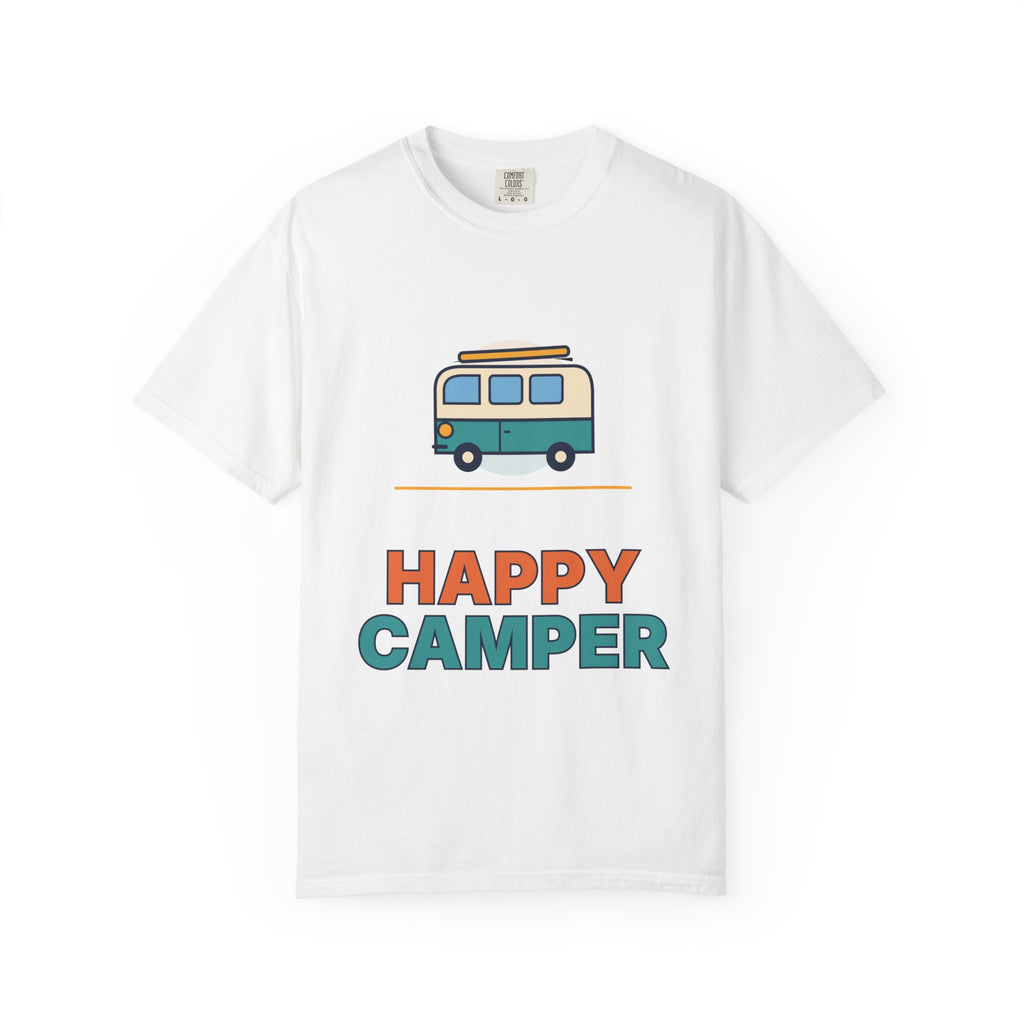 Happy Camper T-Shirt — Retro Campervan Graphic Tee for RV & Camping Lovers