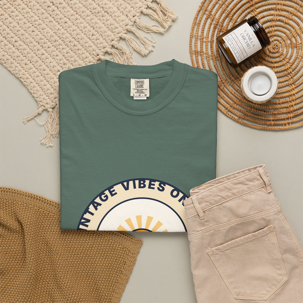 Vintage Vibes Only T-Shirt — Retro Sunrise Graphic Tee